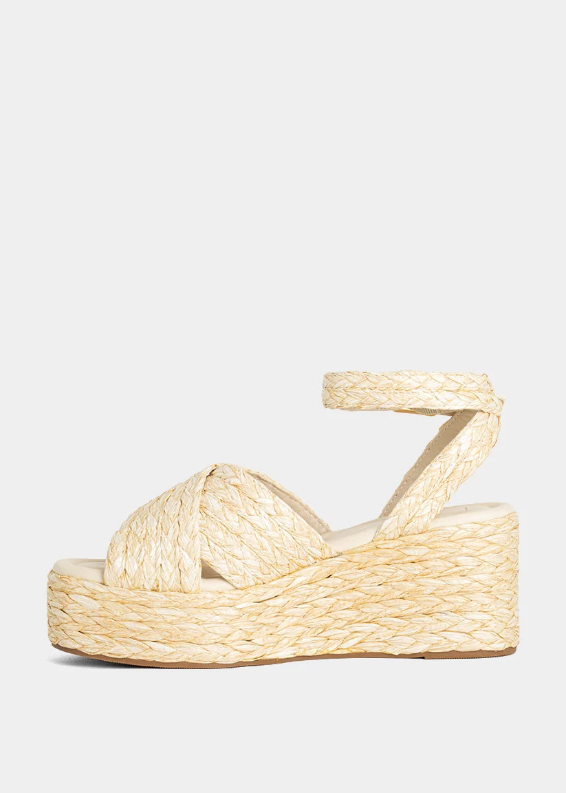 Kerry woven platform shoe in bone shown on model - alternate view - BLVD Boutik