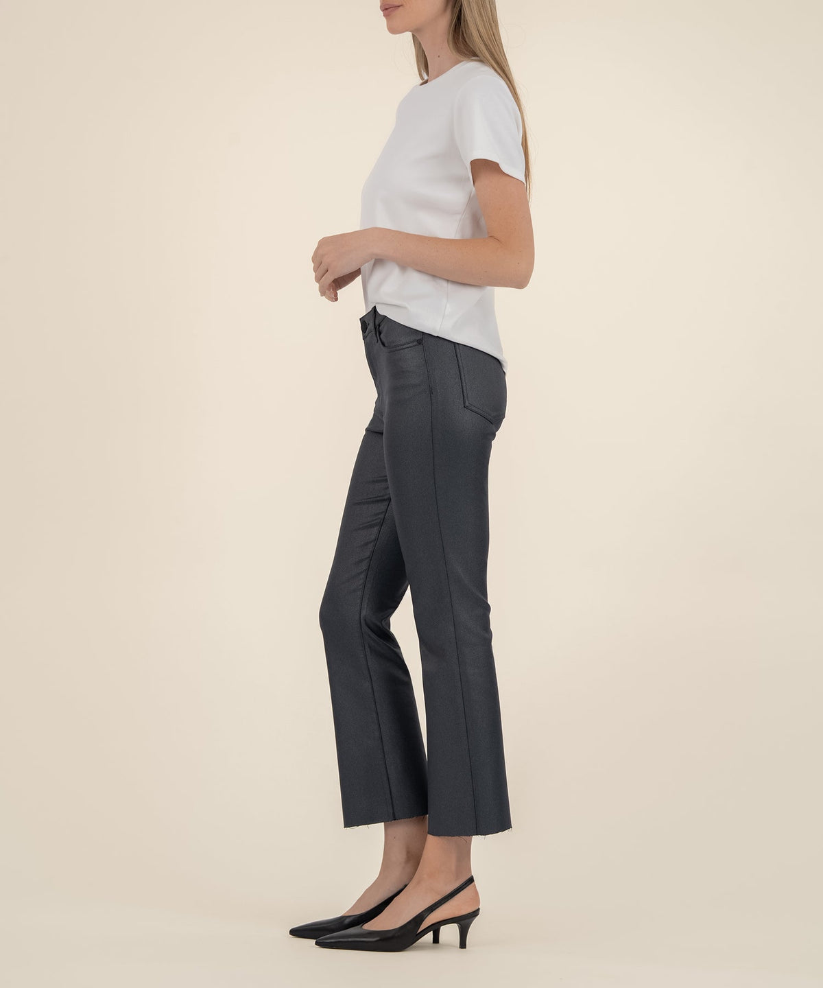Silver Coated Kick Flare Jeans