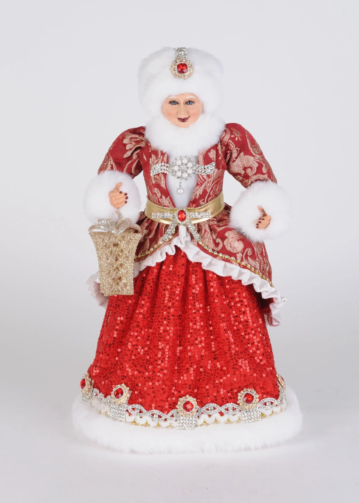 Karen Didion Lady Crimson collectible Christmas figure, full view