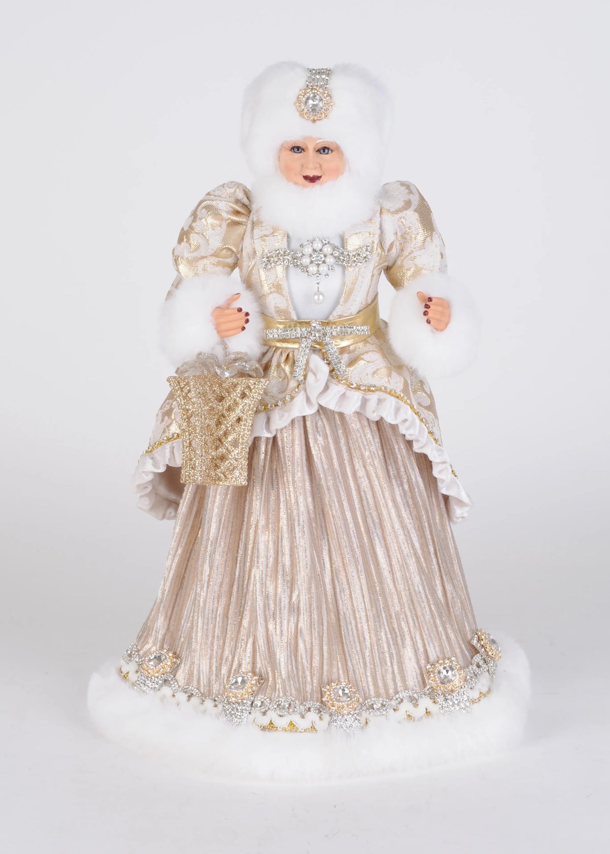 Karen Didion Lady Gold collectible Christmas figure, full view