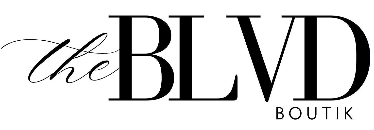 Logo of 'the BLVD Boutik' with a stylish font on a white background