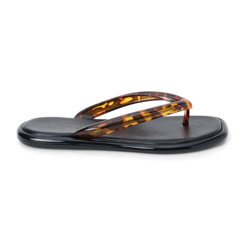Mermaid flip flop in tortoiseshell shown on model - side view - BLVD Boutik