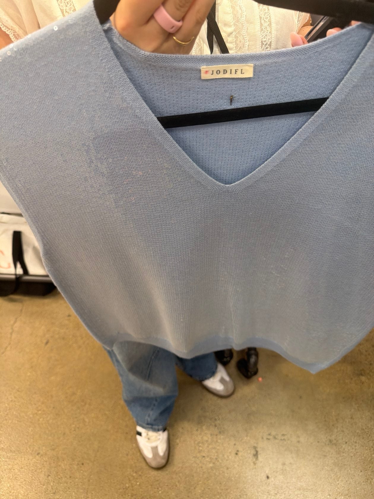 Clara Clear Sequin Top/Blue