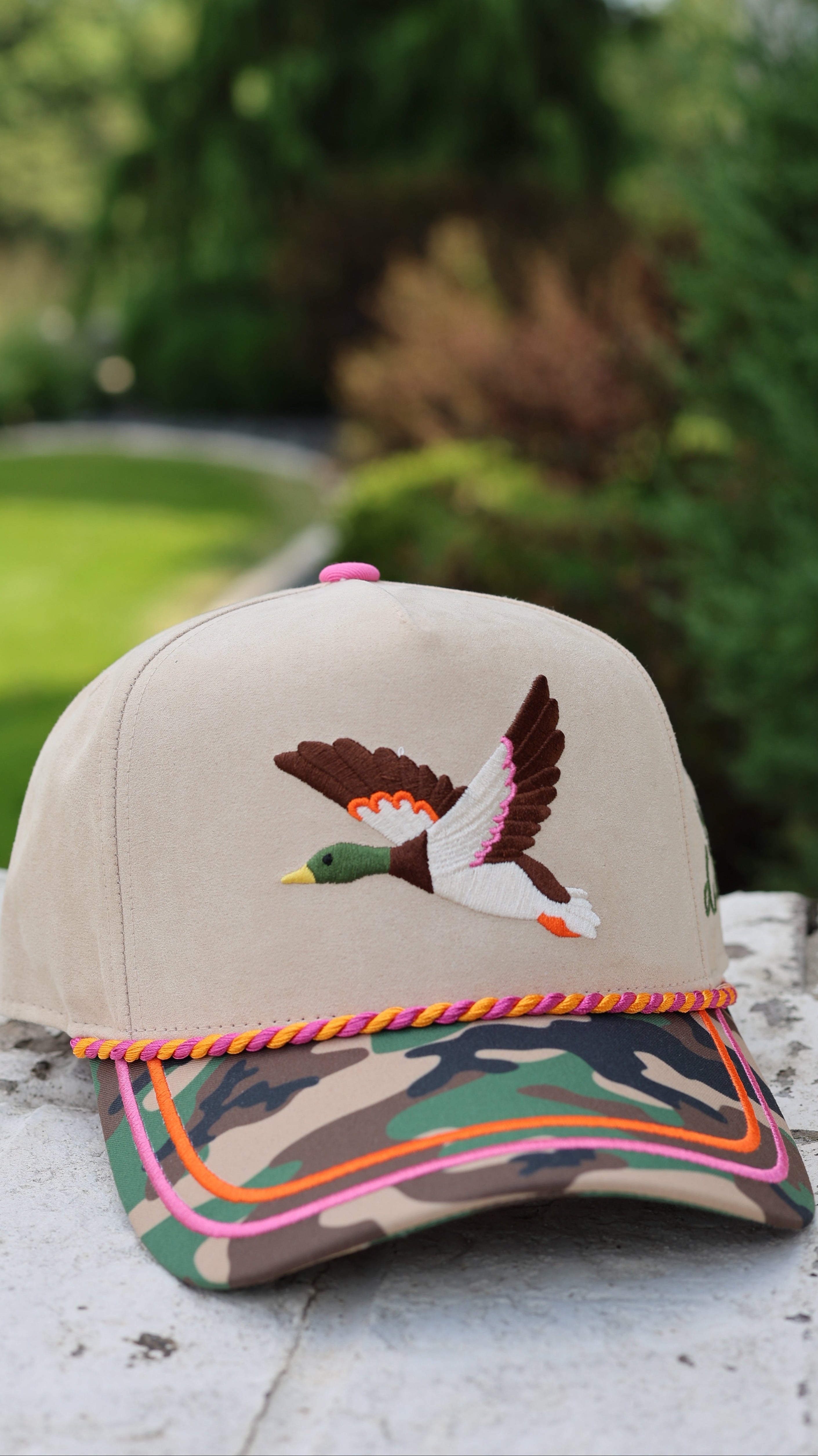Mallard Hat with embroidered mallard, front view