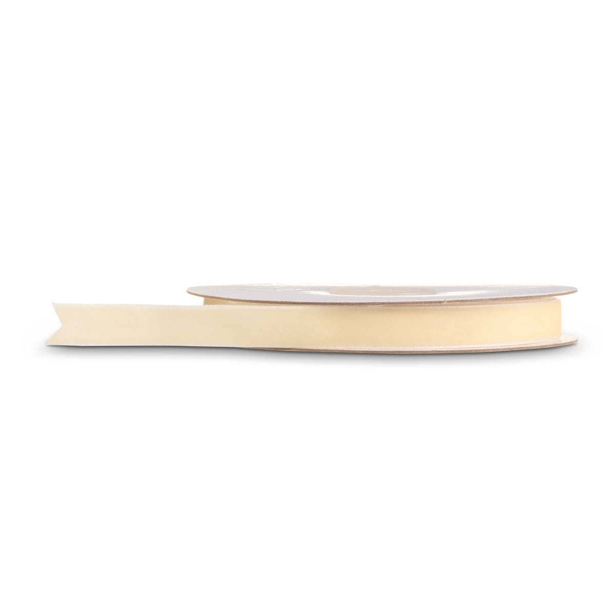 Ivory velvet ribbon, half inch by 10 yards, full view