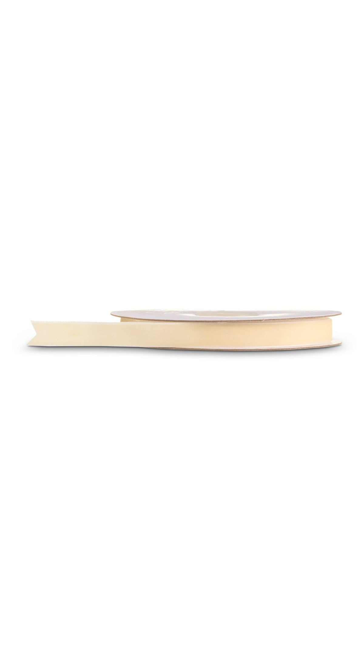 Ivory velvet ribbon, half inch by 10 yards, full view on white