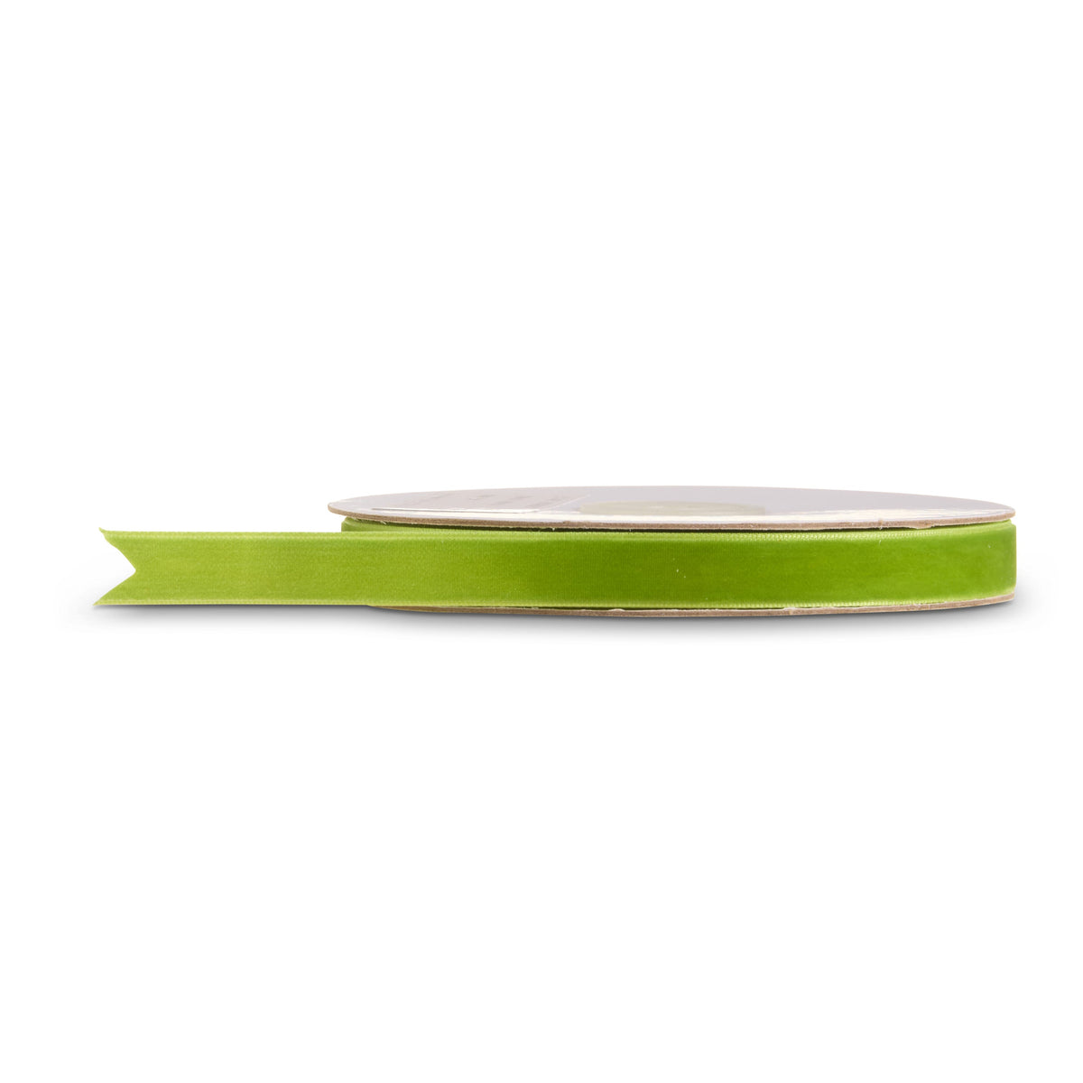 Green velvet ribbon, half inch by 10 yards, full view