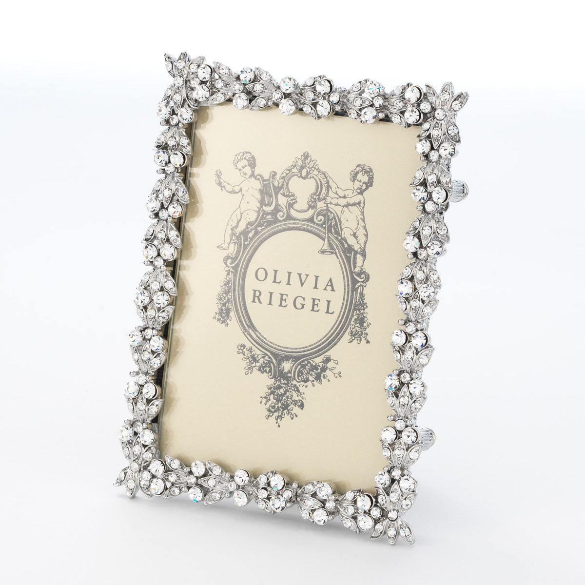 Olivia Riegel Victoria 2.5x3.5 Picture Frame in Silver crystal pewter, angled view