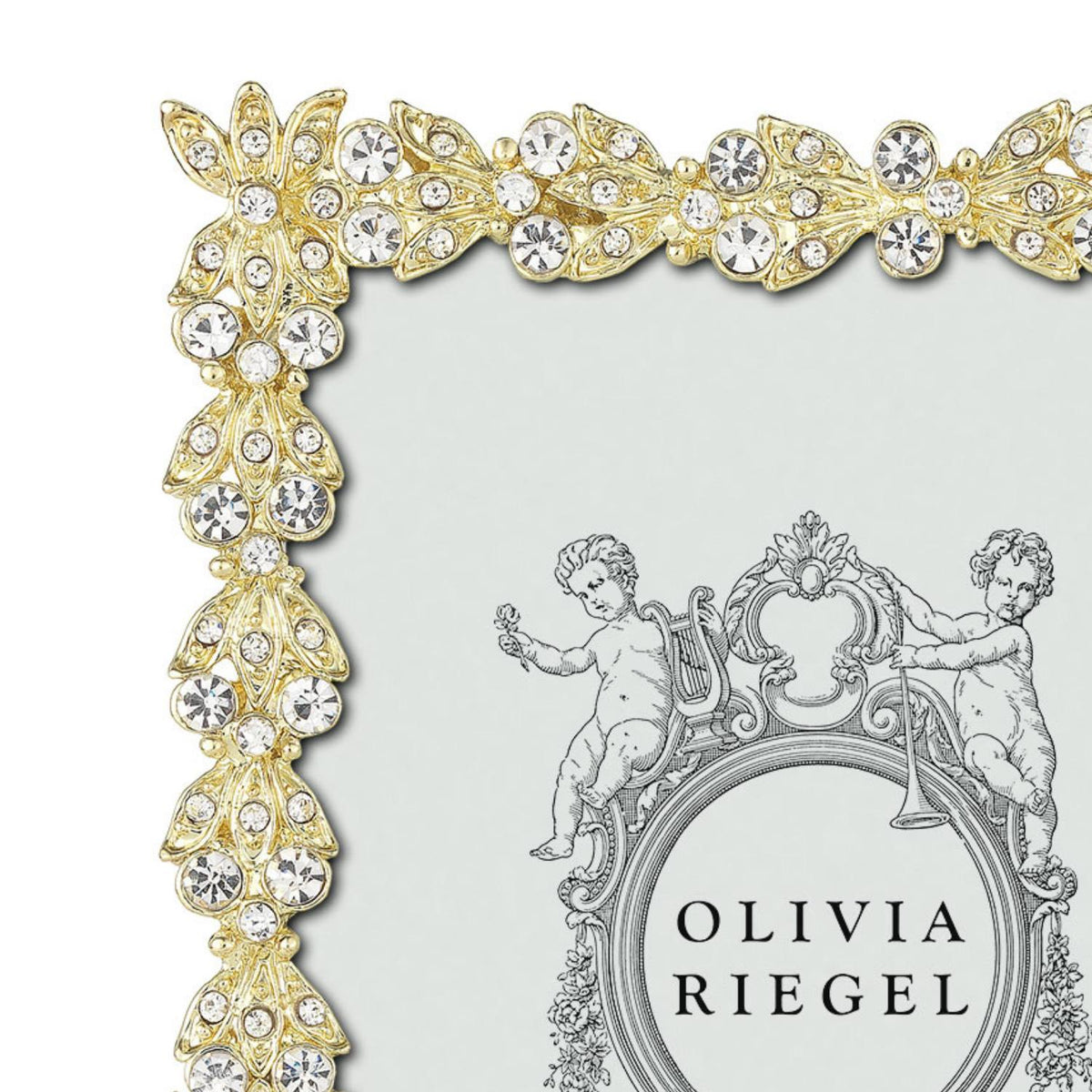 Olivia Riegel Victoria 2.5x3.5 Picture Frame in Gold crystal pewter, detail view