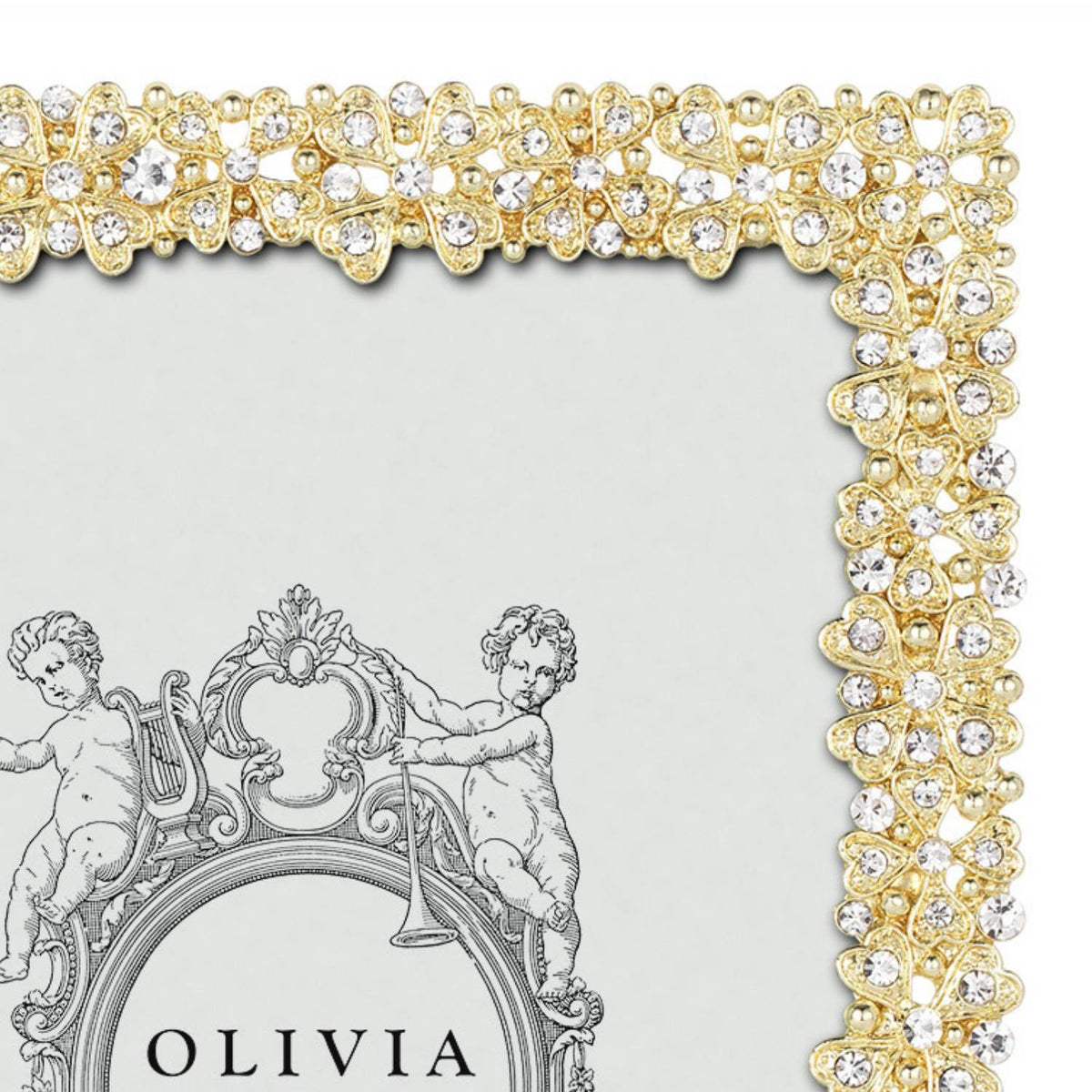 Olivia Riegel Evie 4x6 Picture Frame in Gold crystal pewter, detail view