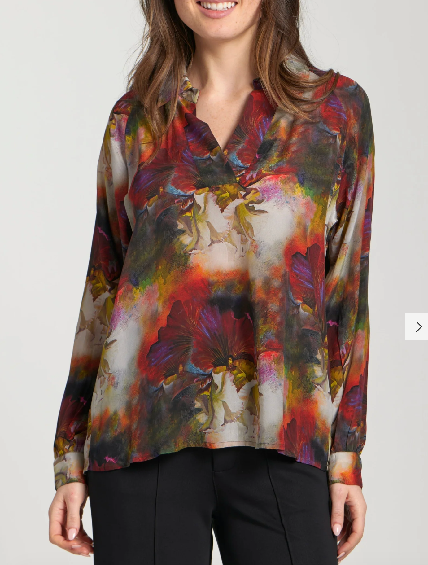 Half Placket Pullover Blouse in Red