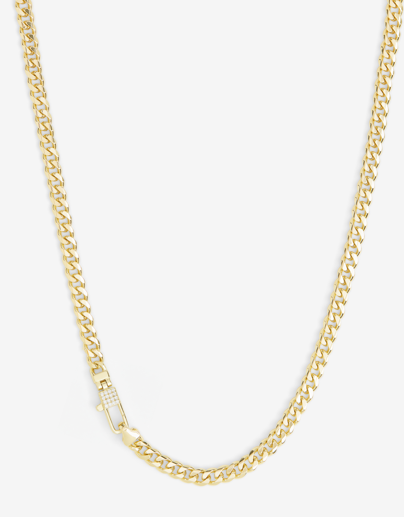 Julian pave lock necklace 5mm jewelry detail - front view - BLVD Boutik