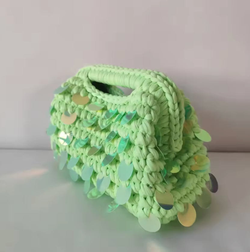 Sequin Crochet Clutch Bag