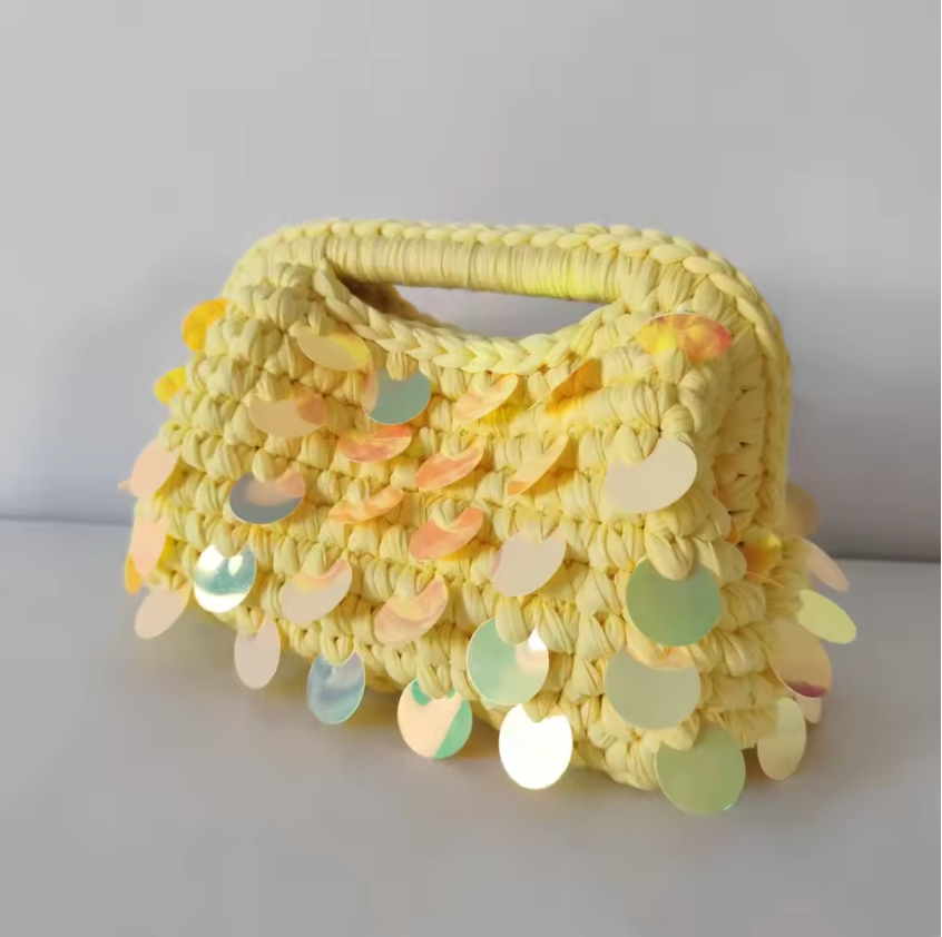 Sequin Crochet Clutch Bag