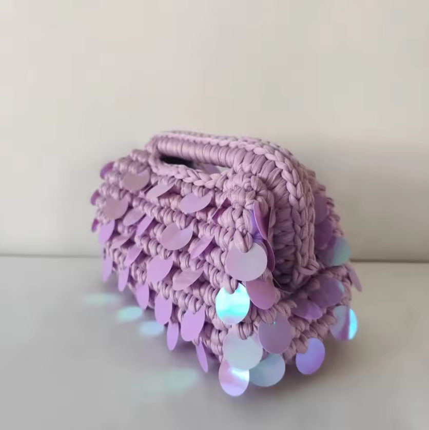 Sequin Crochet Clutch Bag
