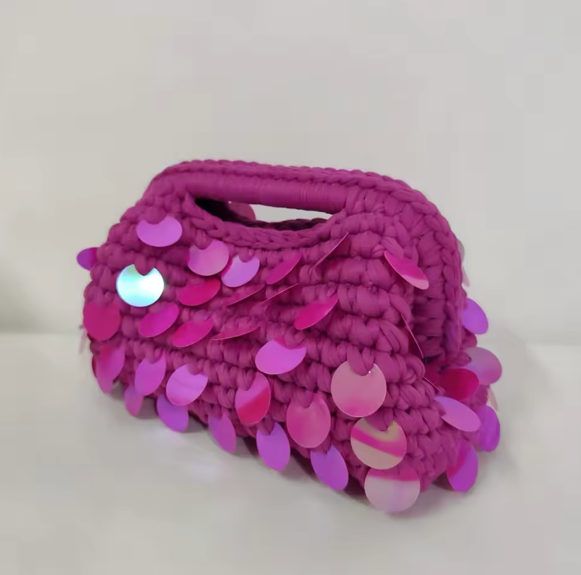 Sequin Crochet Clutch Bag