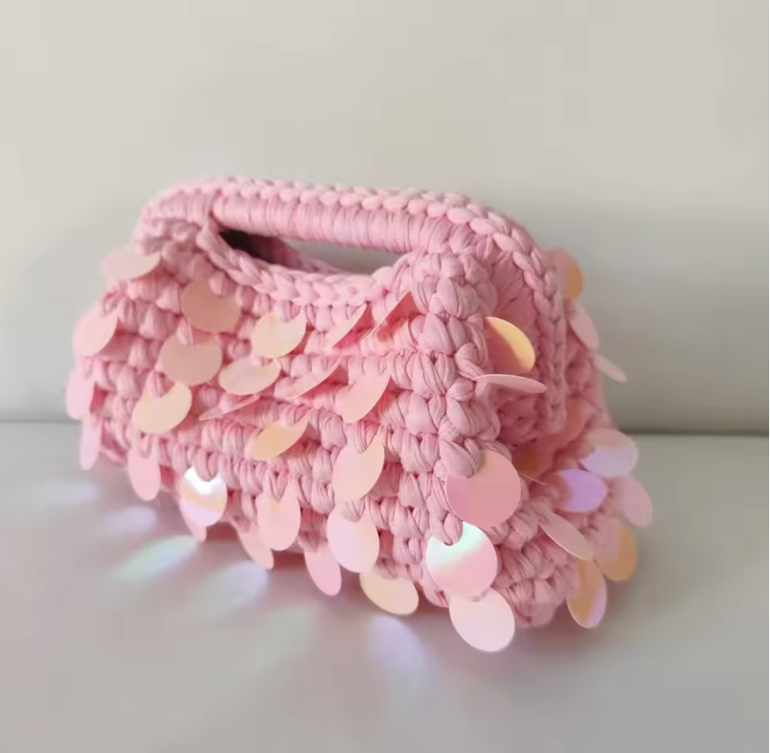 Sequin Crochet Clutch Bag