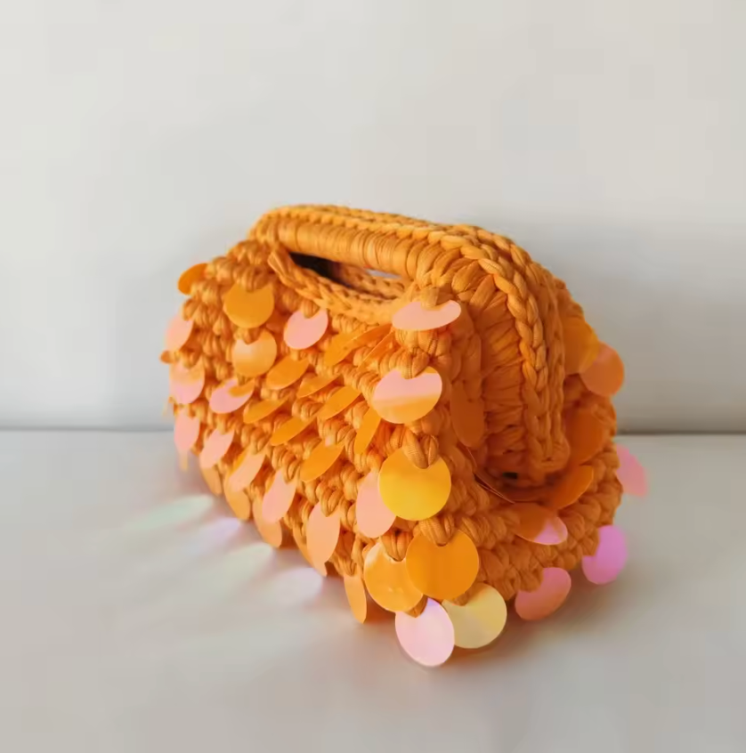Sequin Crochet Clutch Bag