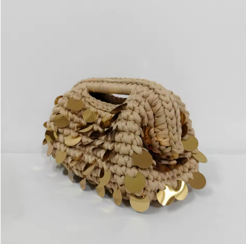 Sequin Crochet Clutch Bag