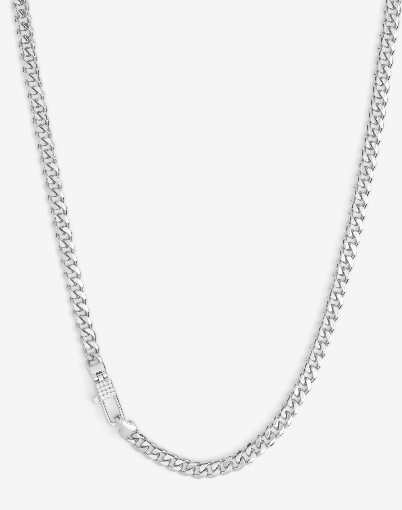 Julian pave lock necklace 5mm jewelry detail - worn view - BLVD Boutik
