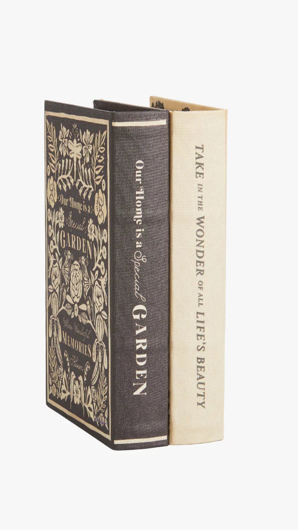 Two books with decorative covers on a white background