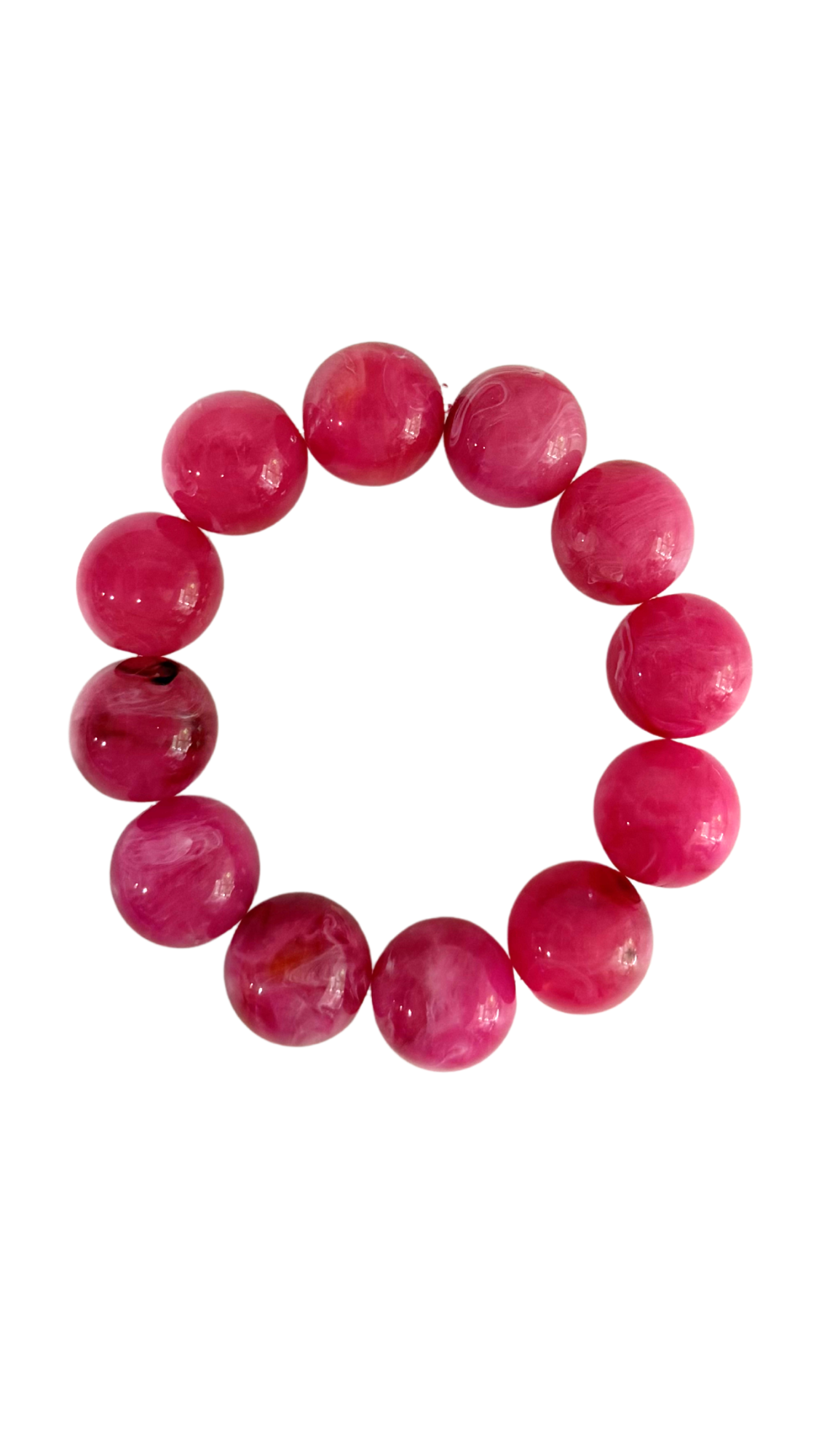 Pink beaded bracelet on a white background