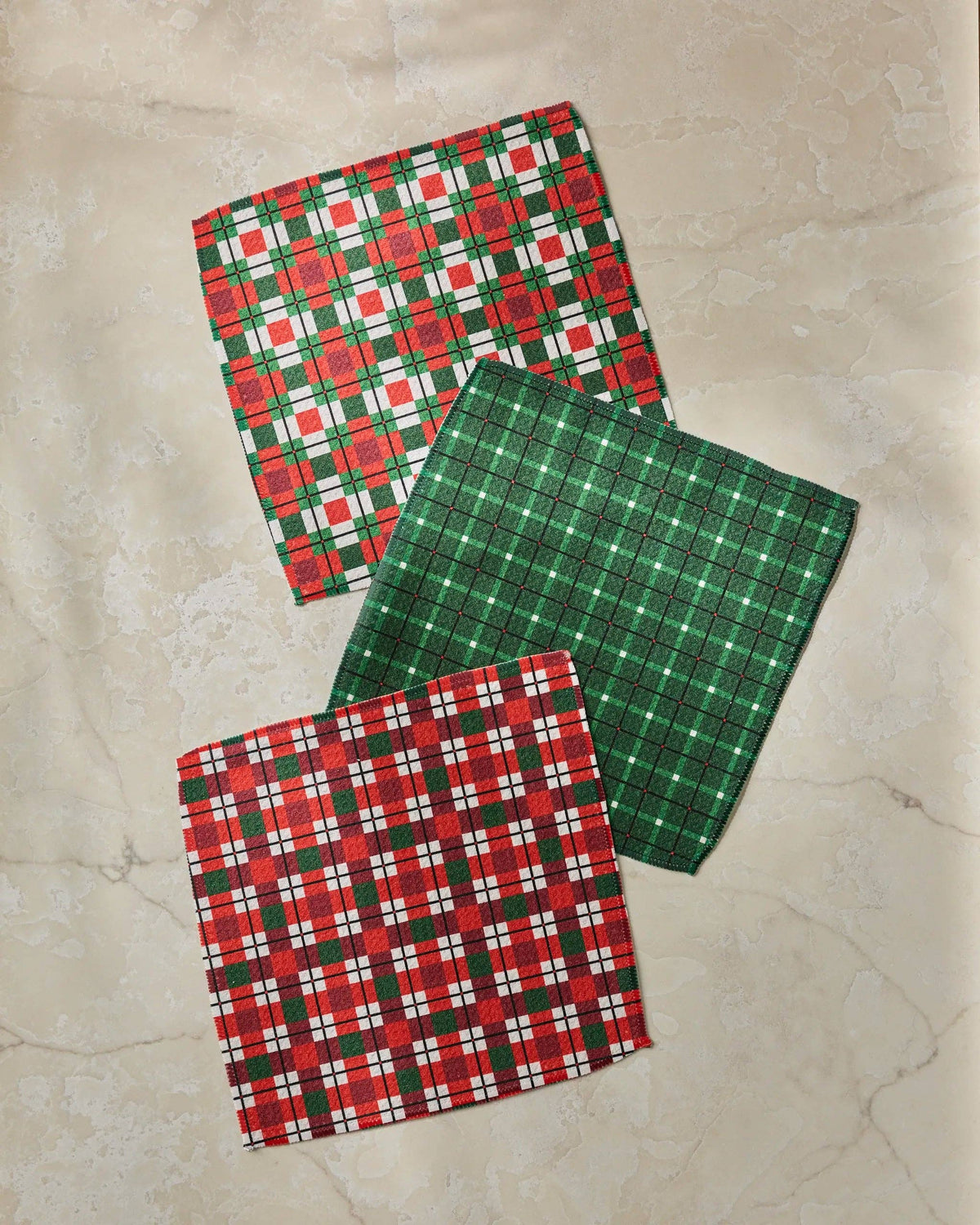 Geometry Noel plaid Christmas dishcloths, set of 3, original product photo