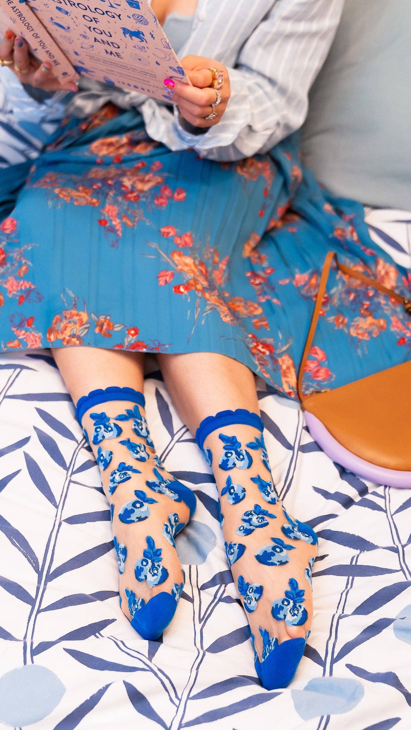 Blueberry Ruffle Sheer Crew Sock