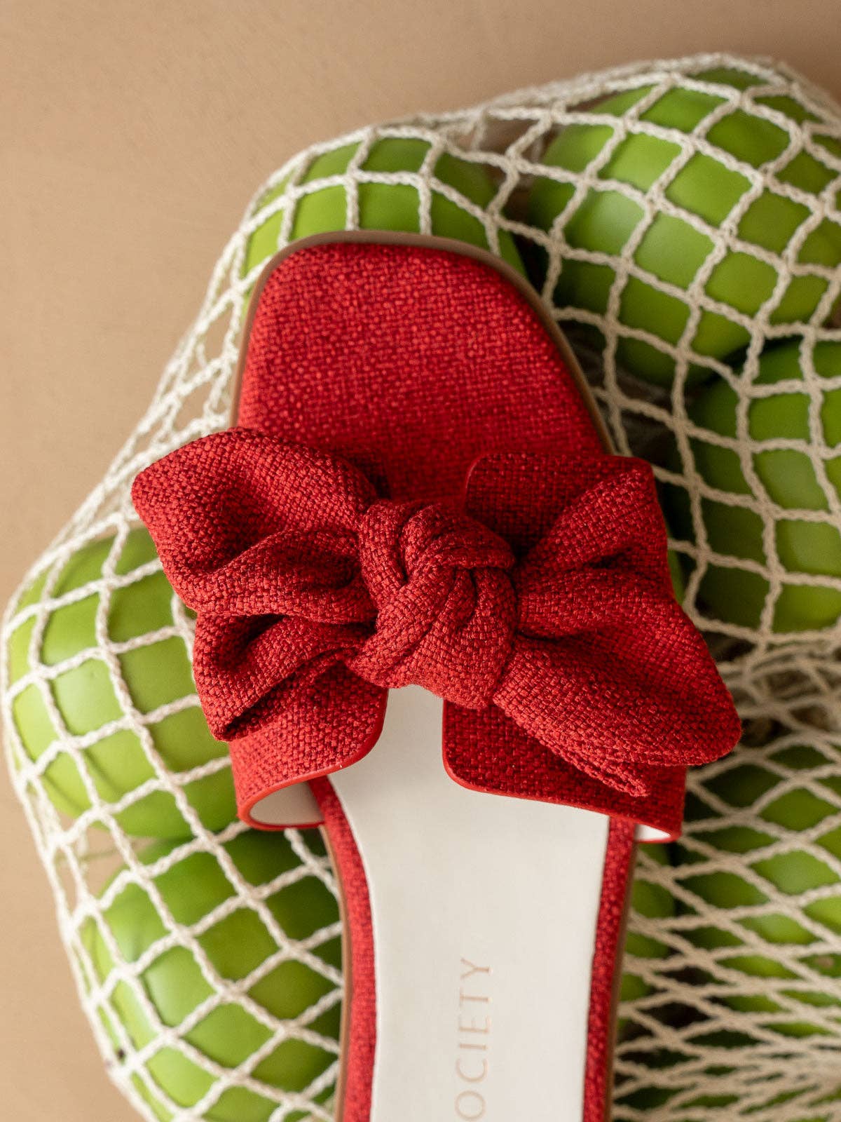Ginny Textured Bow Slide/Red