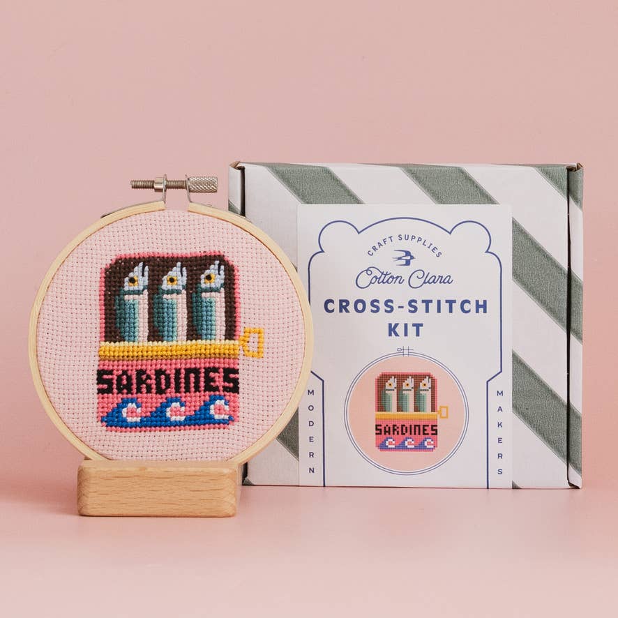 Sardines cross stitch kit product photo - detail view - BLVD Boutik