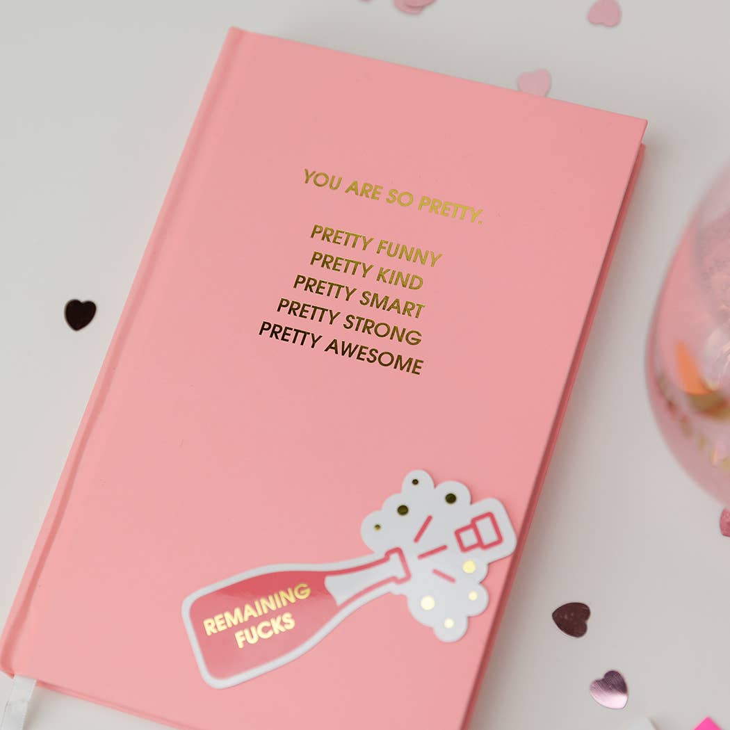 You Are So Pretty hardcover daily journal in sunset pink product photo - styled view - BLVD Boutik