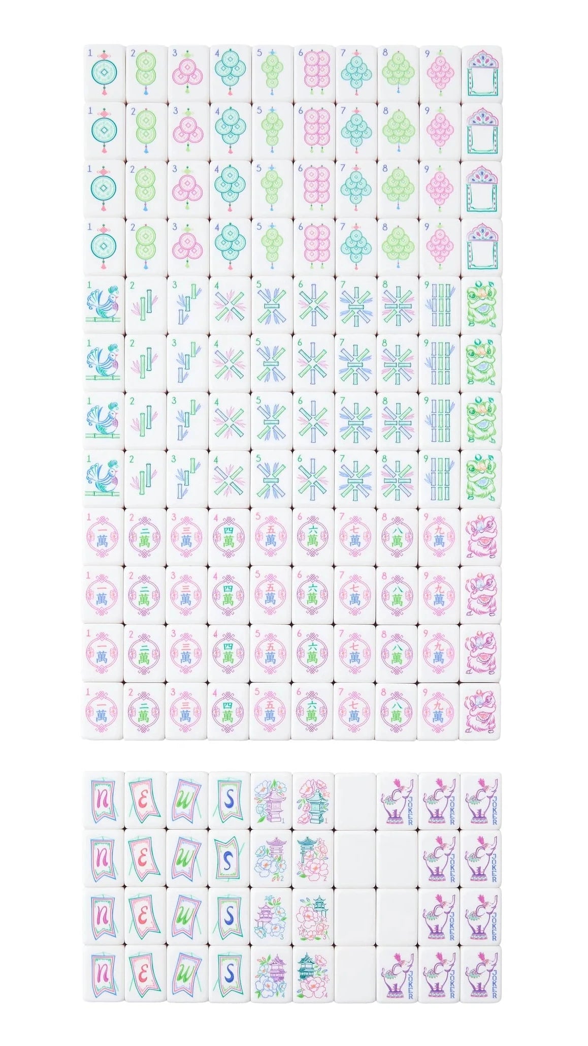 Sheet of stickers with various designs on a white background