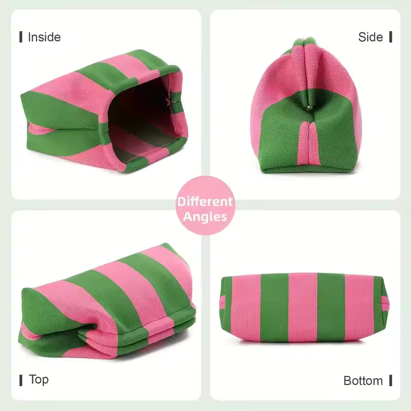 Dumpling striped clutch accessory - open view - BLVD Boutik
