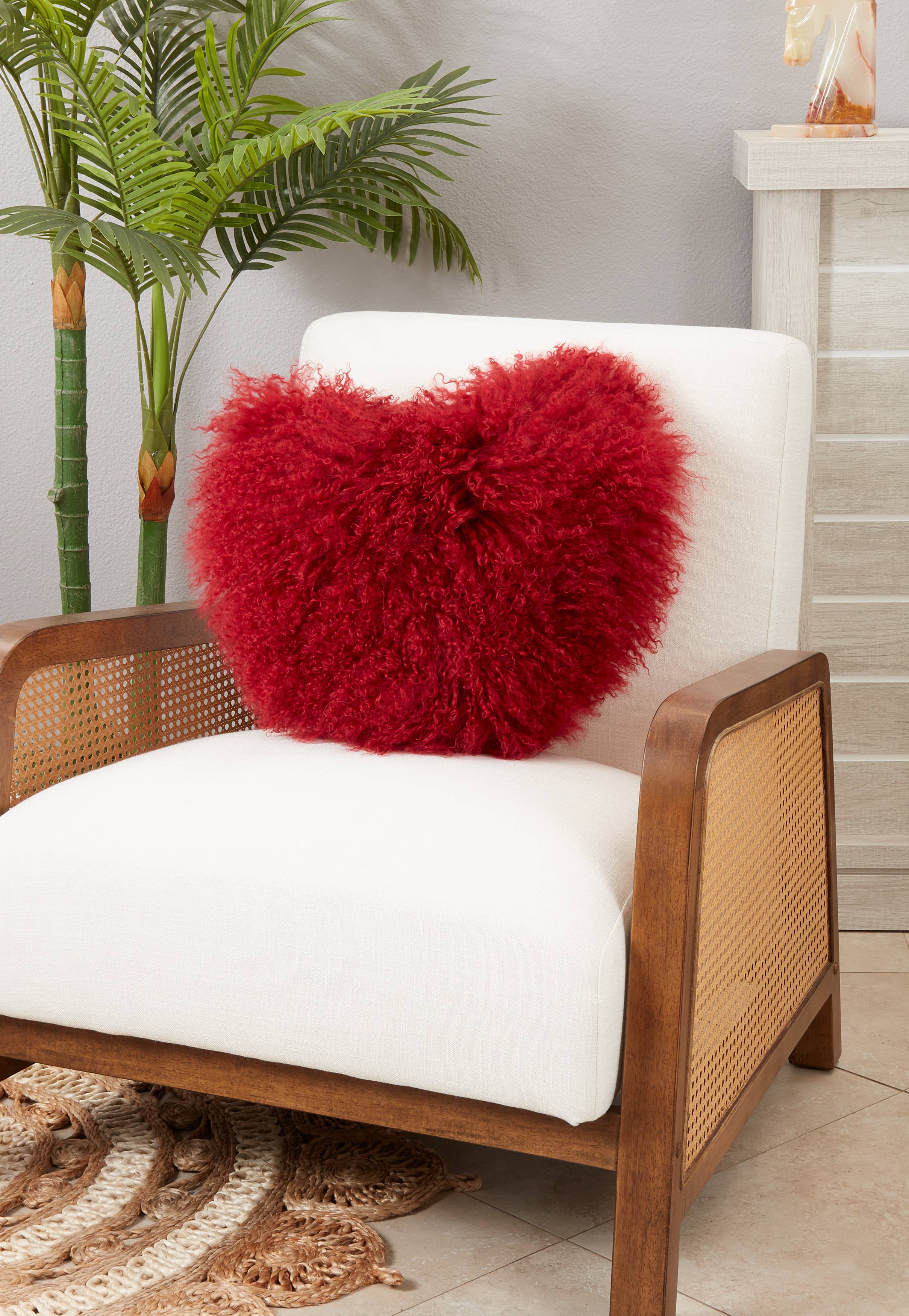 Mongolian Lamb Fur Heart Pillow - Poly Filled - The BLVD