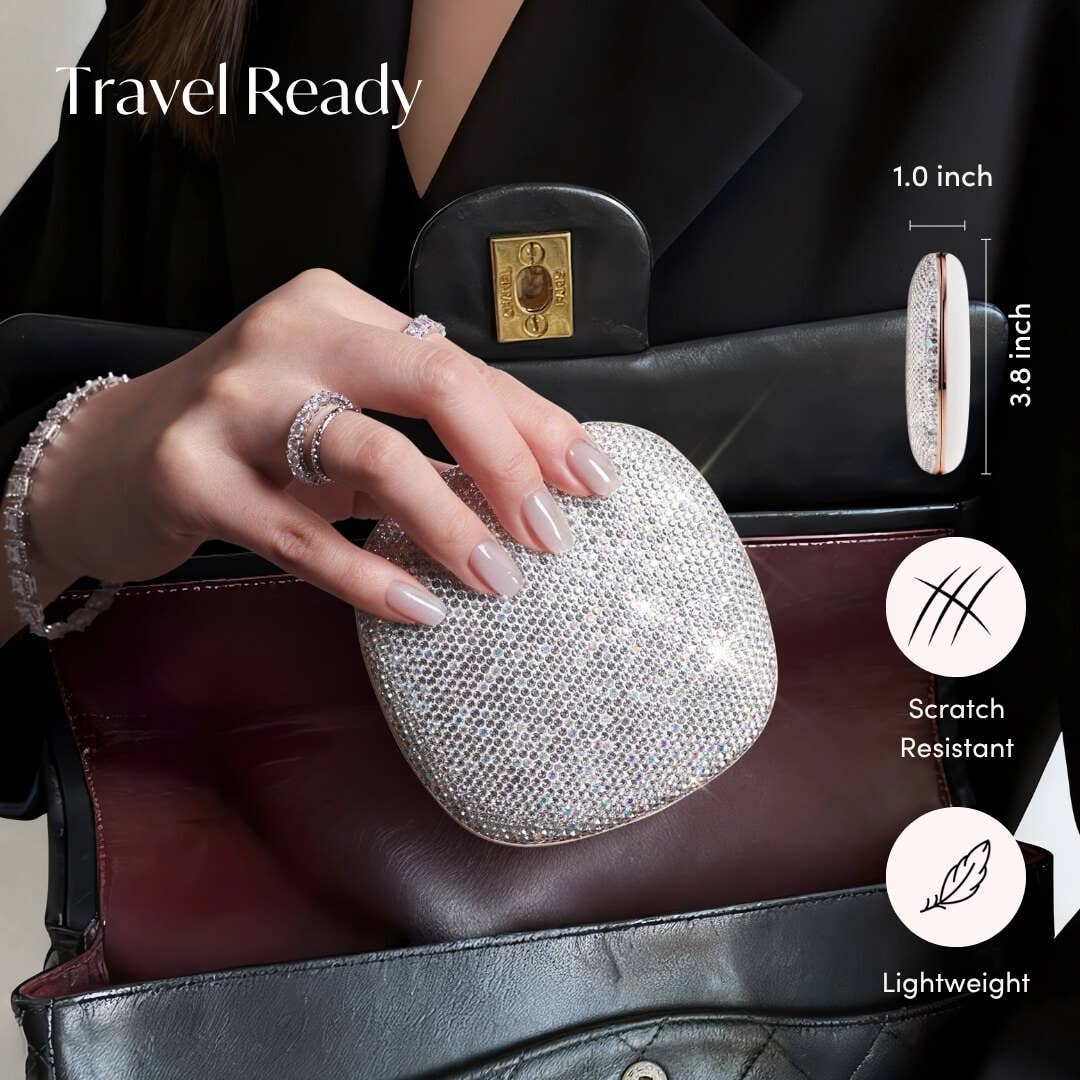 Mila 2 luxe compact mirror with LED lights product photo - full view - BLVD Boutik