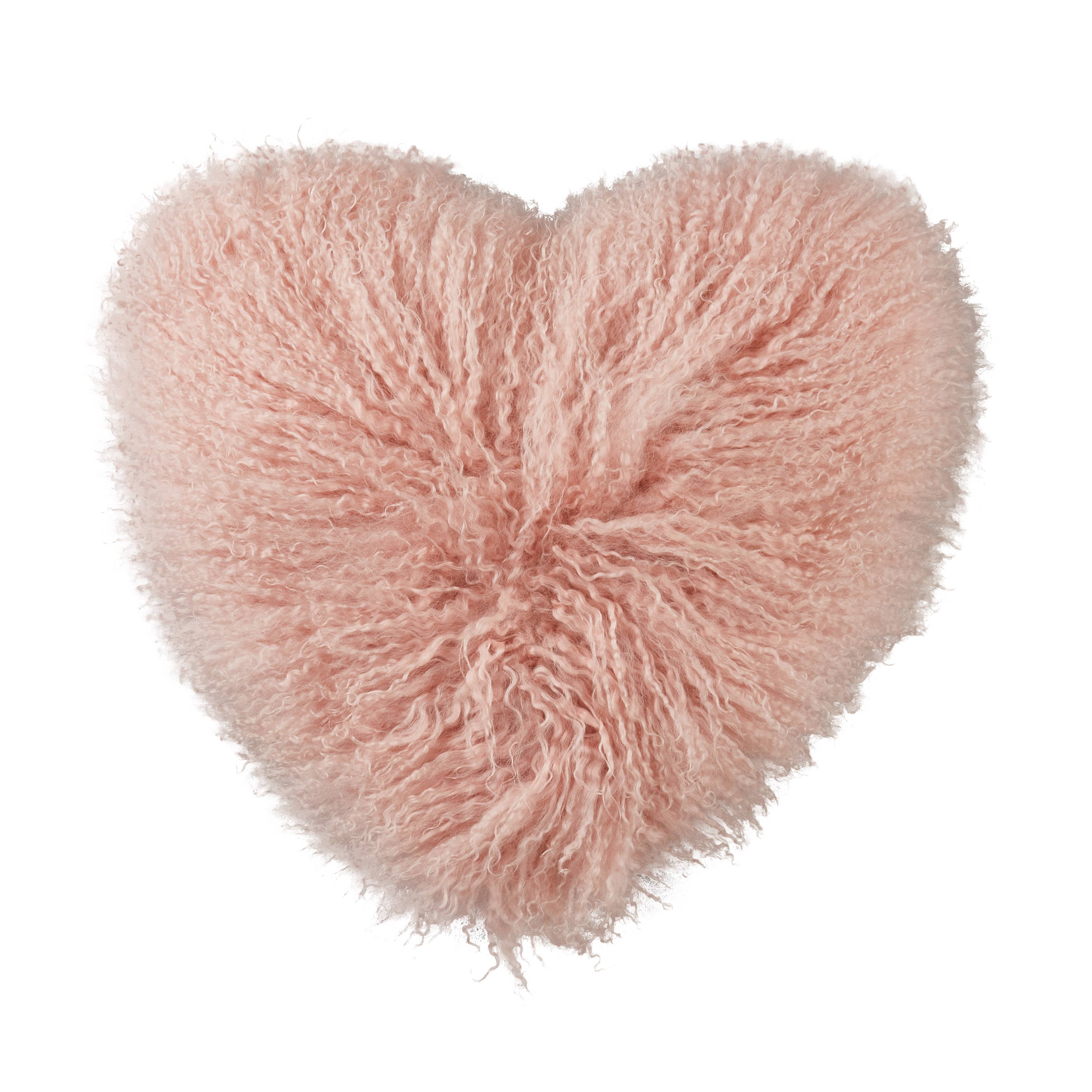 Mongolian Lamb Fur Heart Pillow - Poly Filled - The BLVD