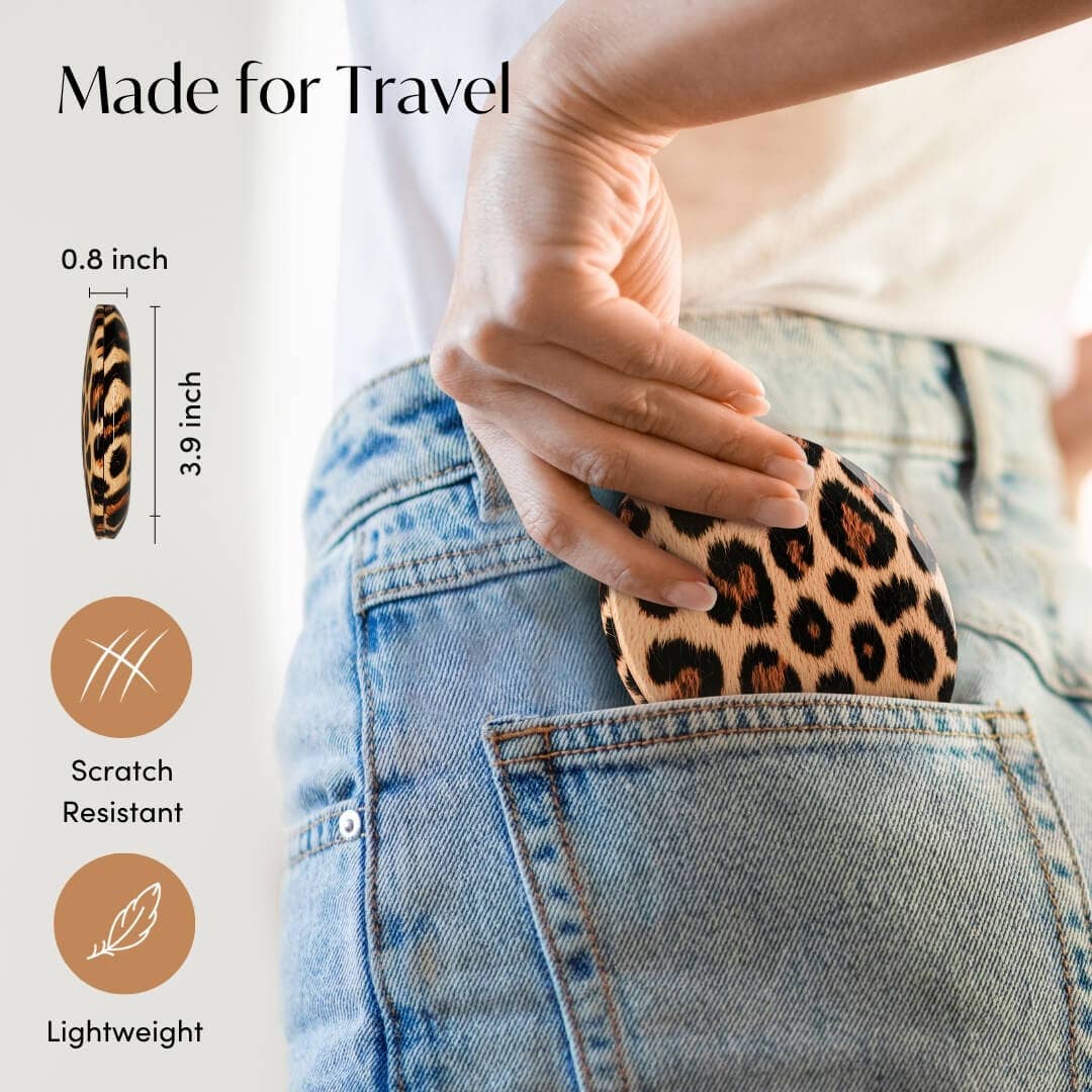 Mini Taylor 4-inch Compact Mirror with Light - Cheetah Chic