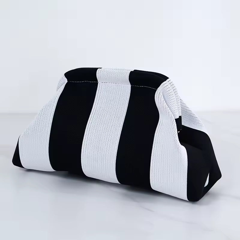 Dumpling striped clutch accessory - back view - BLVD Boutik