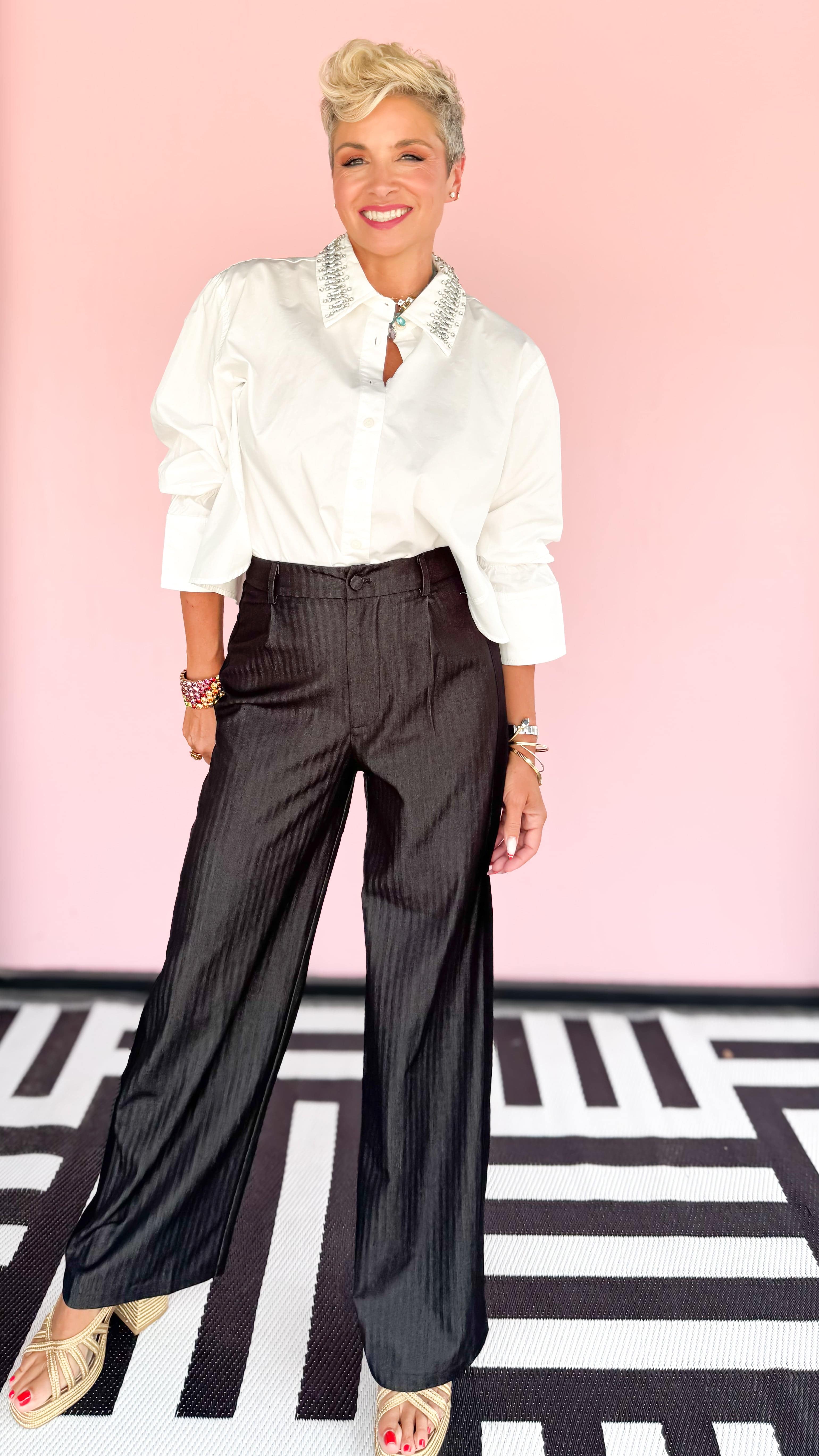 Rhinestone Collar Top/White - The BLVD