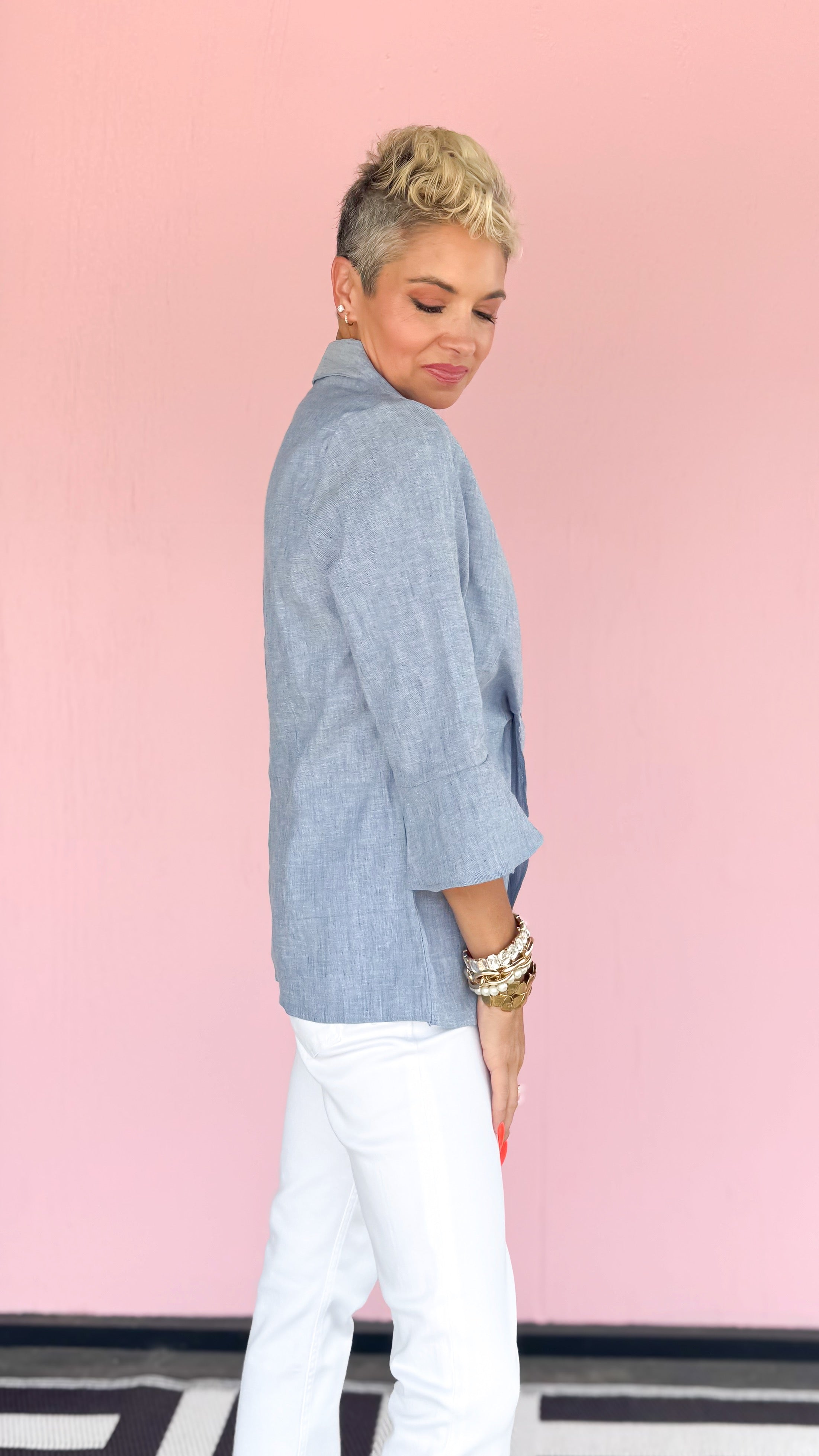 Denim Twist Front Top - The BLVD