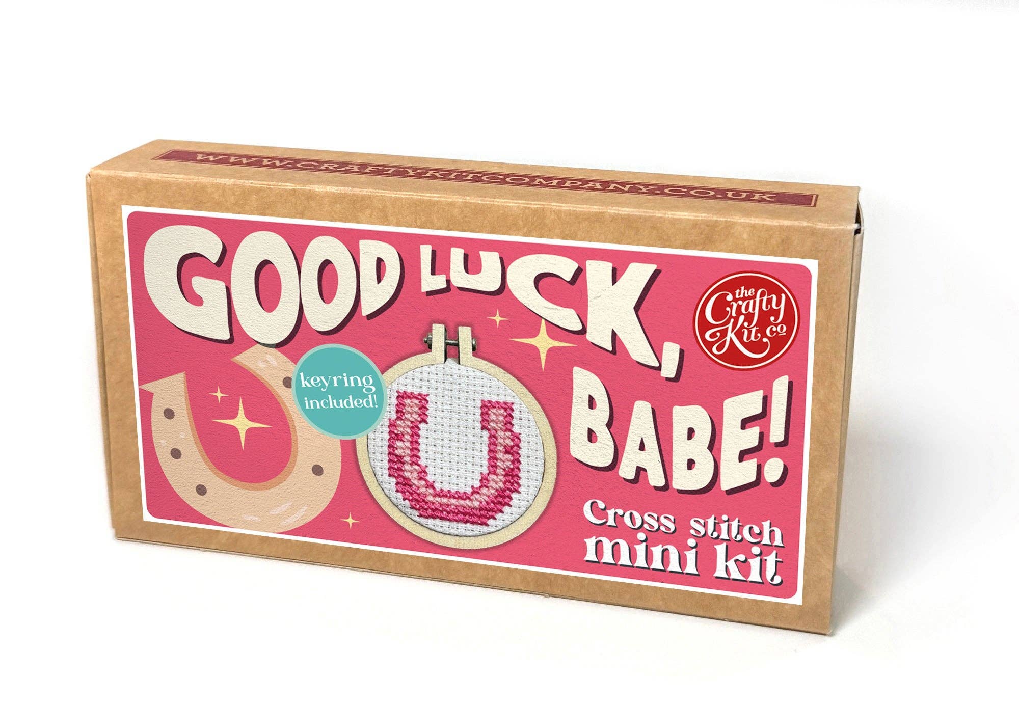 Good Luck Babe mini matchbox cross stitch kit product photo - packaging view - BLVD Boutik