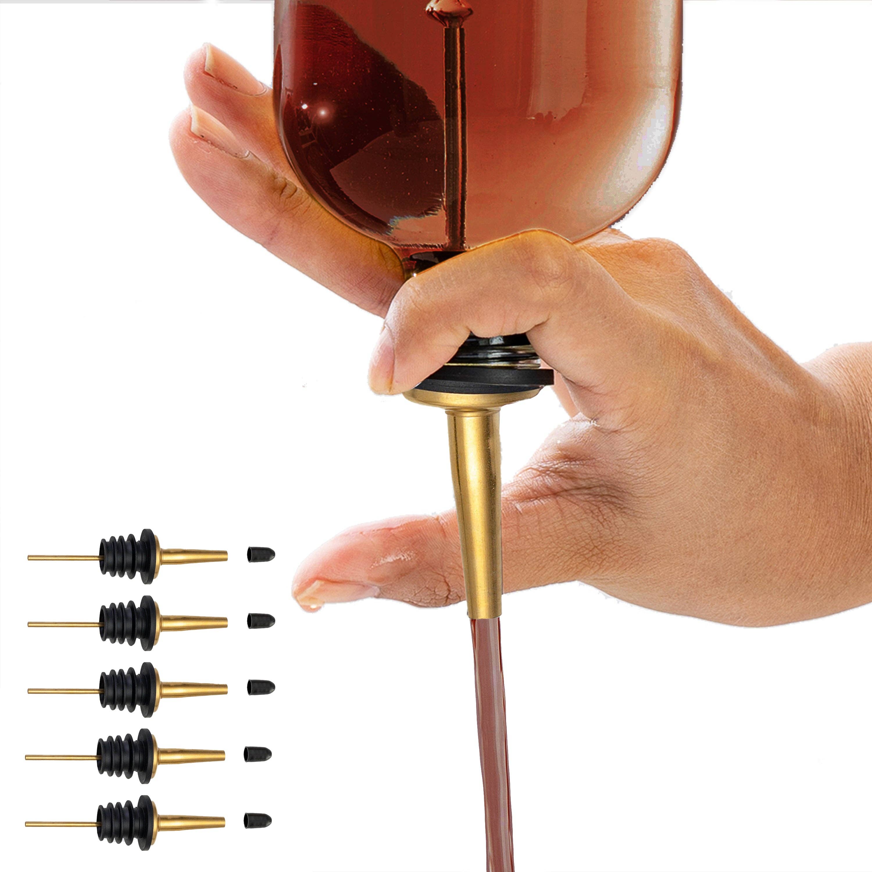 Pour Spouts, Set of 6 Bottle Pourers - Gold - The BLVD