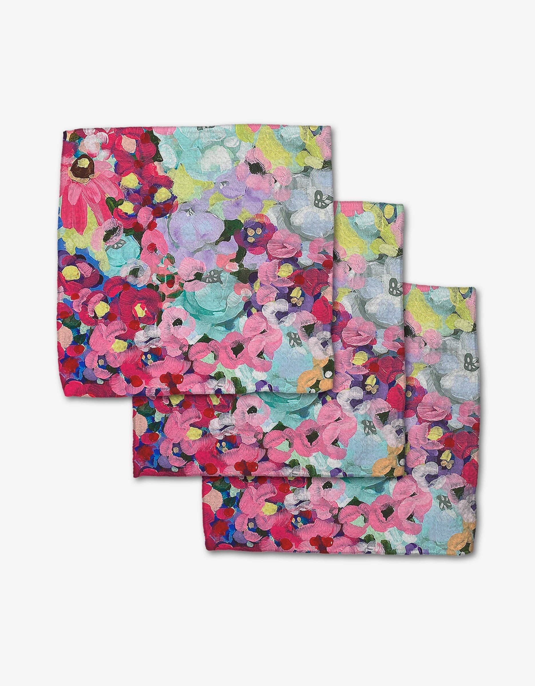 Pink Fields of Joy dishcloth set product photo - front view - BLVD Boutik