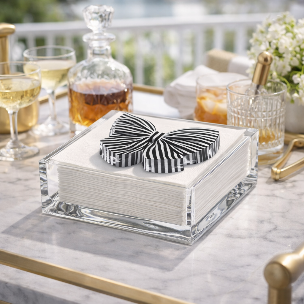 Acrylic Napkin Weight, Black Bow