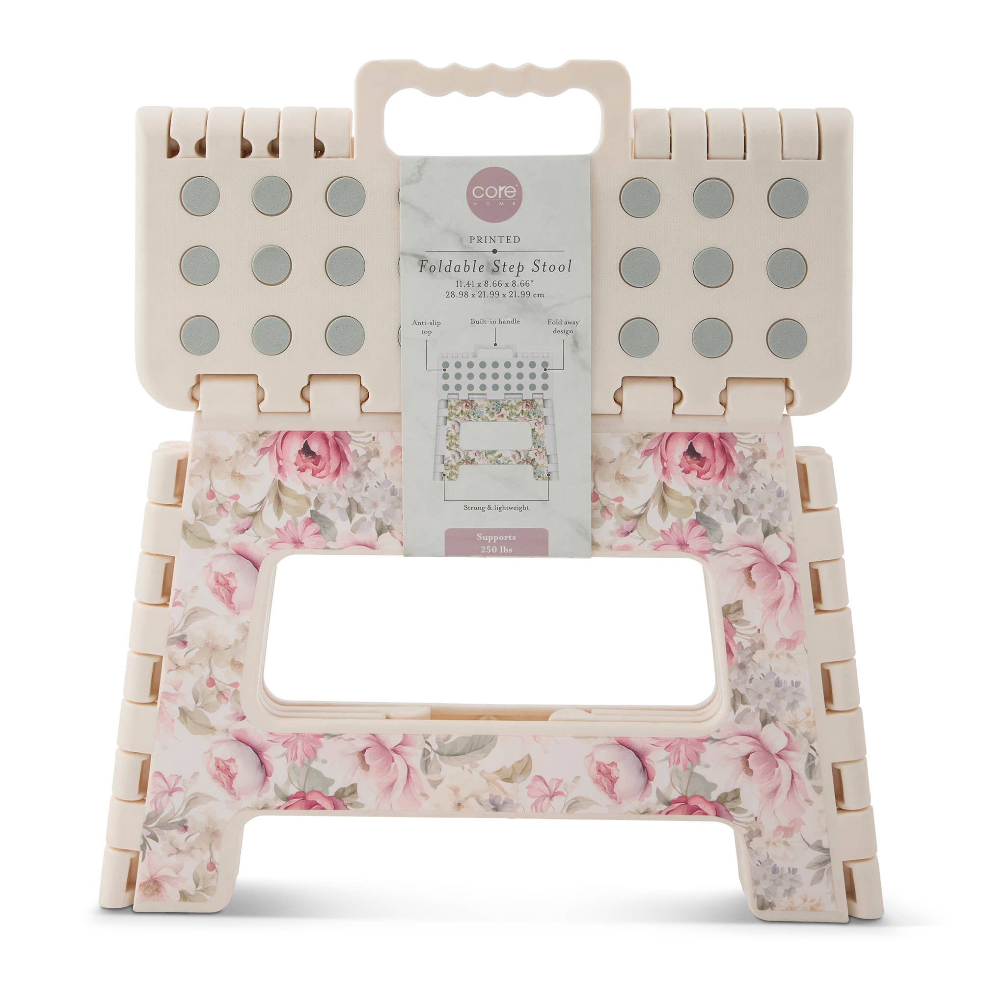 9" Printed Foldable Step Stool - Pink Botanical - The BLVD