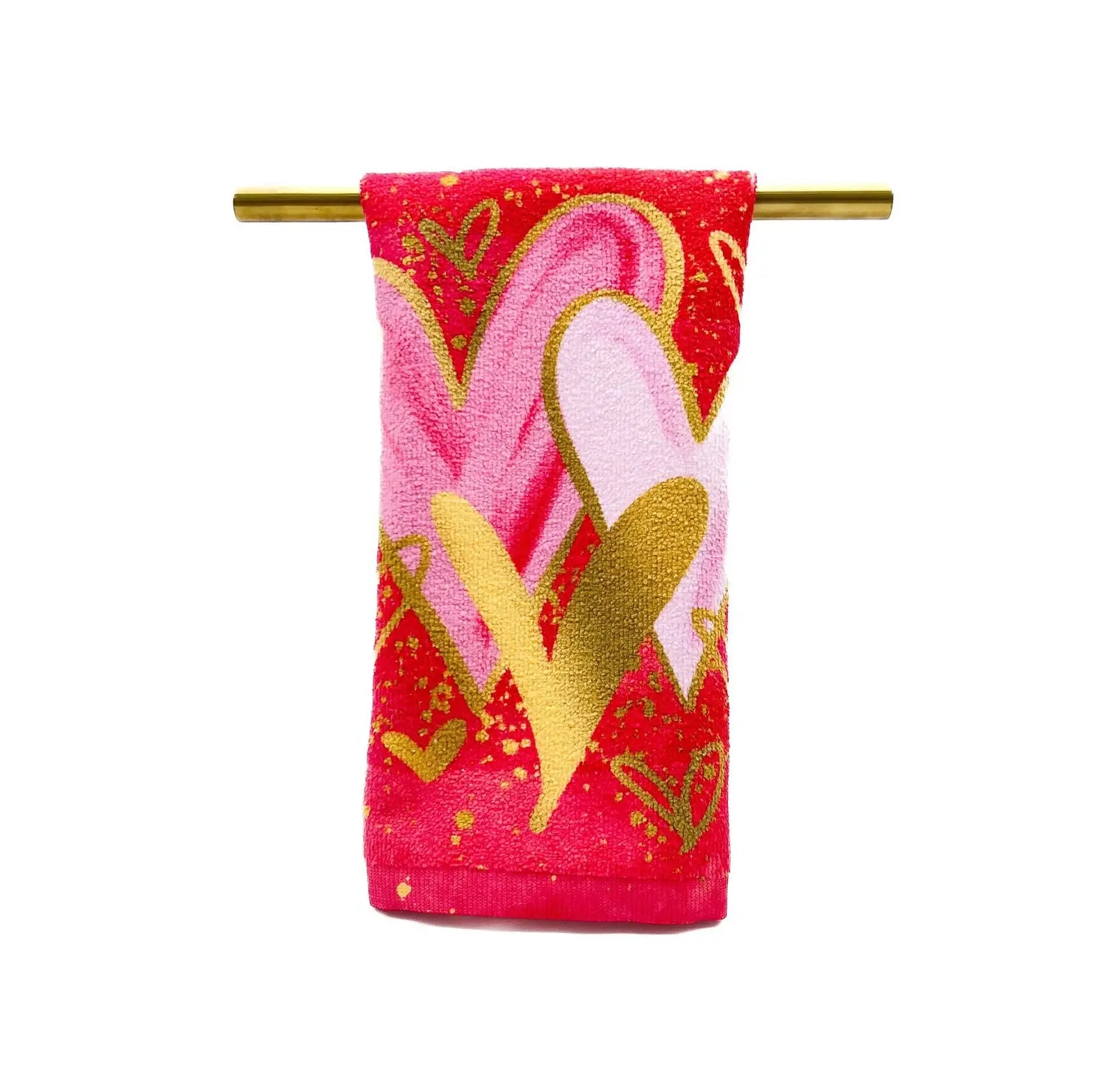 Splatter Hearts Tea Towel