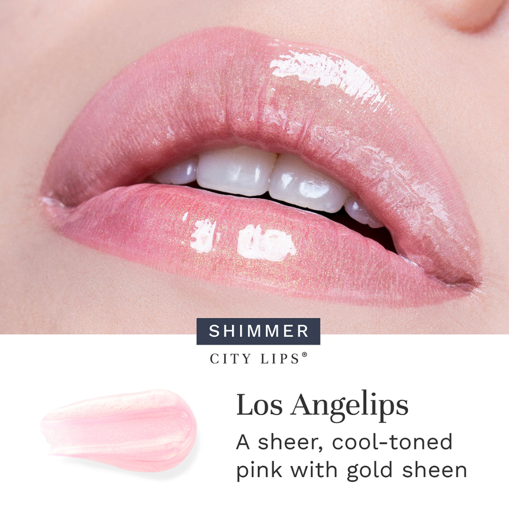 City Lips plumping lip gloss in Los Angelips, a sheer pink shade