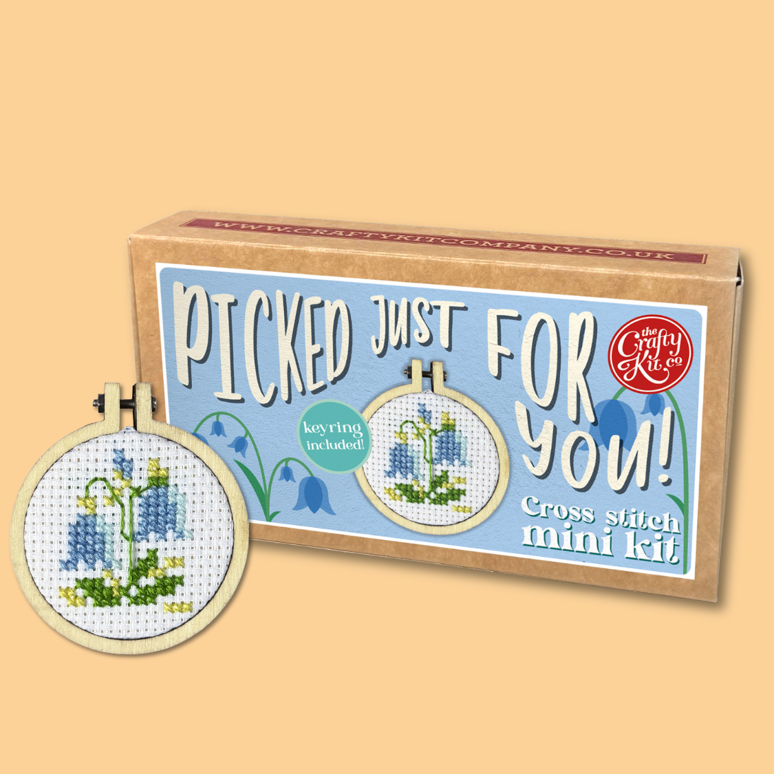 Picked Just for You mini matchbox cross stitch kit product photo - detail view - BLVD Boutik