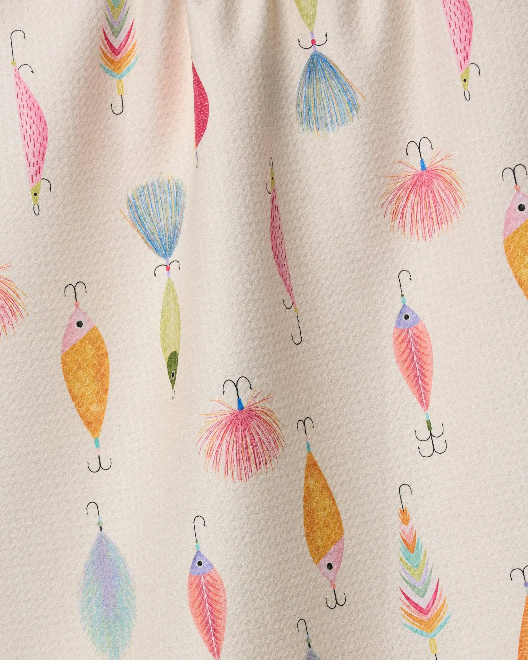 Fishing Lures tea towel product photo - styled view - BLVD Boutik