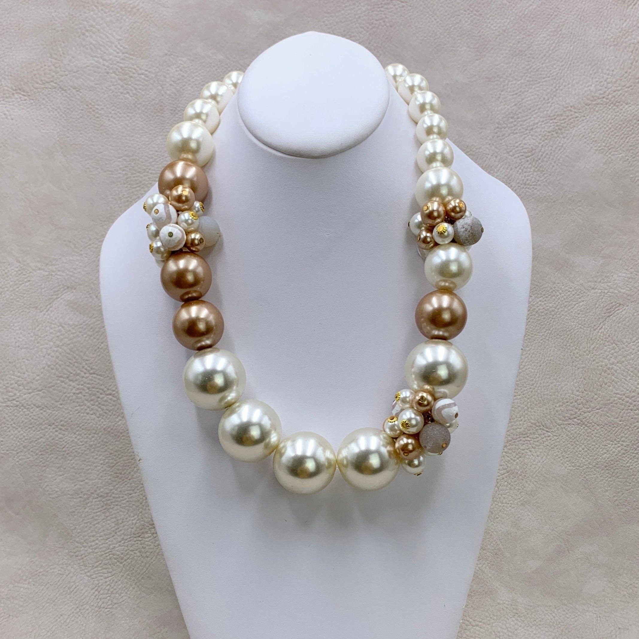 Magnolia Collection Pearl & Agate Statement Necklace - The BLVD